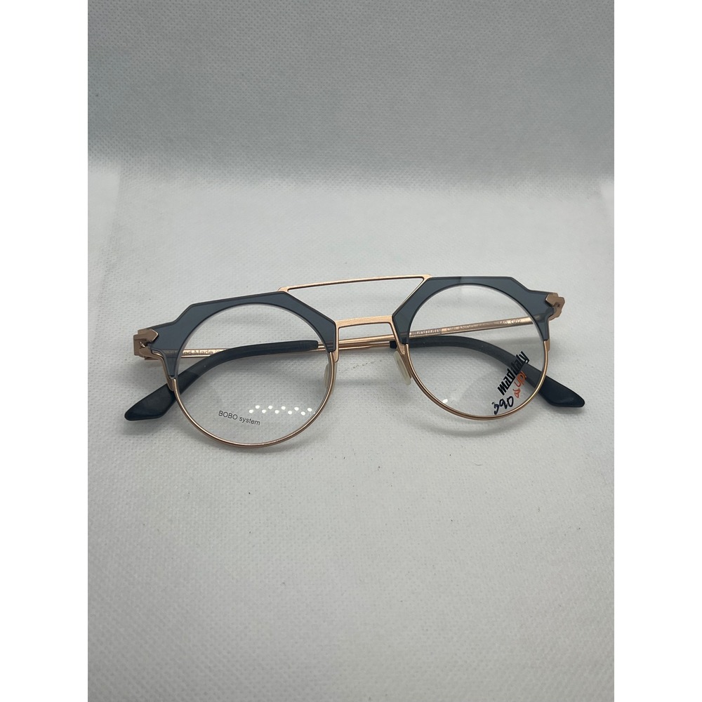 Mad in Italy Orlando G02 Round Eyeglasses Rose Gold Grey Geometric Frames